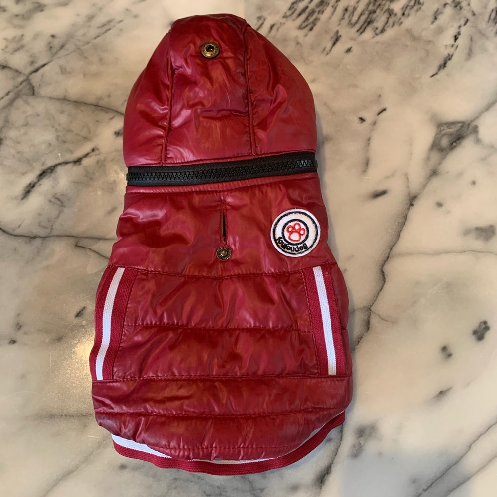 FOUFOUDOG Small Dog Puffer Vest, Detachable Hood, Size S, Like New Condition